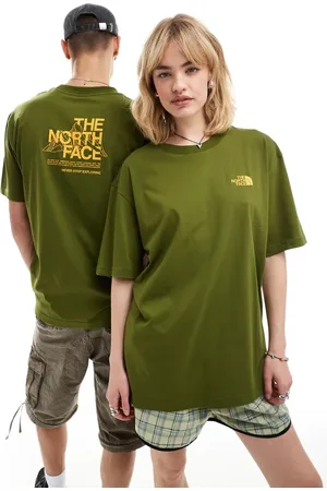 The North Face Mountain Sketch backprint oversized t-shirt in khaki