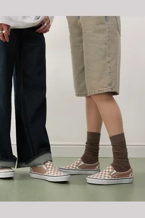 Vans Classic Slip-On colour theory checkerboard trainers in taupe