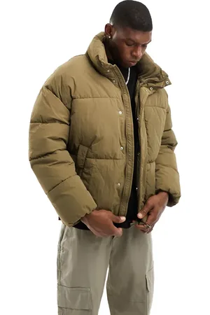 Bershka Premium puffer jacket in khaki