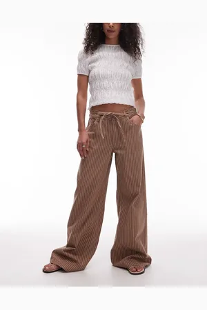 MANGO Tie waist relaxed baggy striped jean in washed
