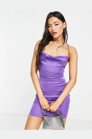NaaNaa Satin cowl neck mini dress in