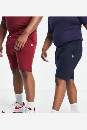 Le Breve Plus 2 Pack raw edge jersey shorts in navy & burgundy