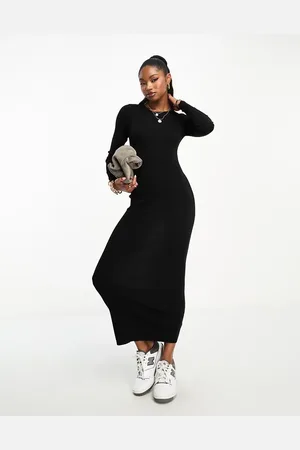 ASOS Crew neck ribbed maxi dress in