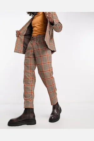 Viggo Pires check suit trousers in beige