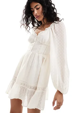 Miss Selfridge Chiffon corset detail mini dress in ivory