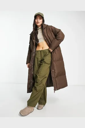 Threadbare Jodie maxi puffer coat with hood in chocolate