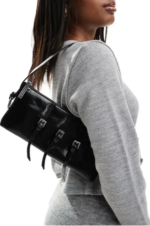 Bershka Patent buckle detail shoulder bag in