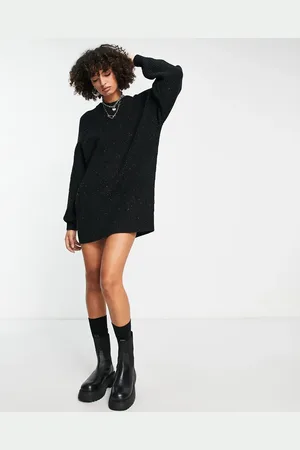 EDITED the label Knitted mini jumper dress with metallic thread in