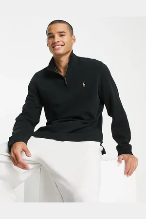 Ralph Lauren Icon logo double knit half zip sweatshirt in