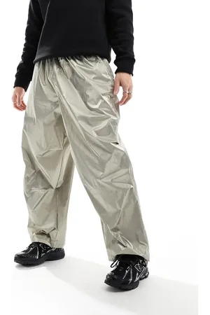 ASOS Oversized parachute cargo trousers in metallic