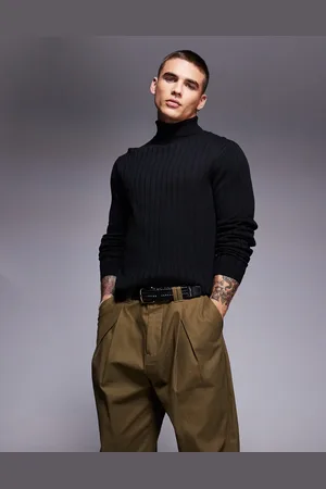 ASOS Essential muscle fit knitted rib roll neck jumper in