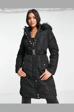 Lipsy London Padded coat with faux fur trim detail in