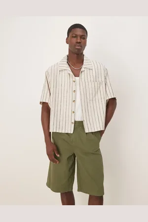 ASOS Oversize boxy shirt with ecru and dark green stripe