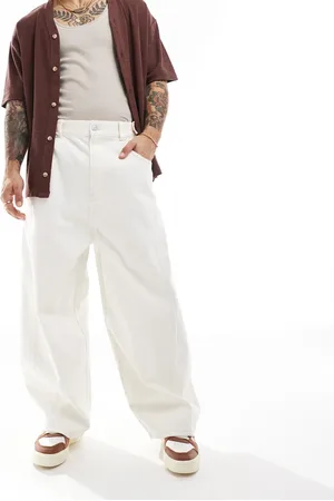 Bershka Balloon fit trousers seam detail in ecru