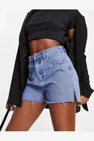Missyempire Side split denim mom shorts in