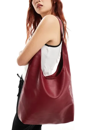 Glamorous Shoulder tote bag in burgundy patent