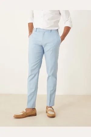 ASOS Smart slim fit linen blend trousers in dusty