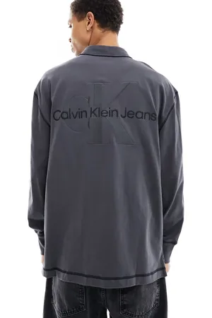 Calvin Klein Monogram logo long sleeve rugby polo shirt in