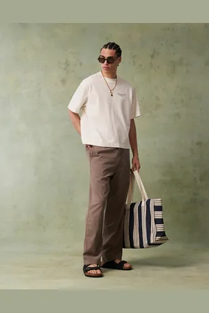 Hollister Baggy linen trouser in taupe