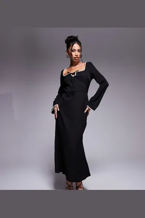 In The Style X Perrie Sian exclusive pearl trim midaxi dress in
