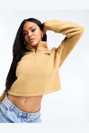 The North Face Cropped high pile 1/4 zip fleece in beige
