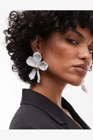 Topshop Elaine statement flower earrings in marble