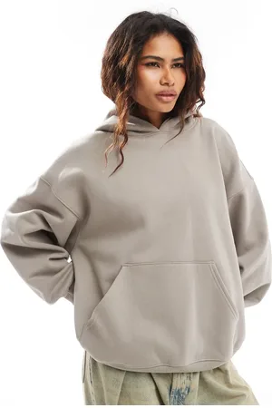 Weekday Tony oversized heavyweight hoodie in mole