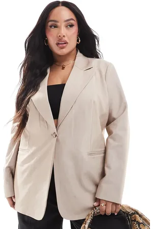 ASOS Curve tailored relaxed blazer in stone