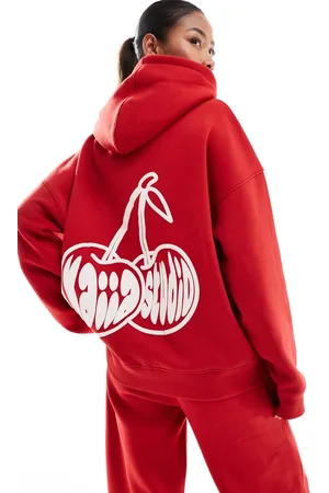 Kaiia Oversized cherry back print hoodie co-ord in