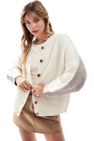 ASOS Crew neck cardigan in colourblock