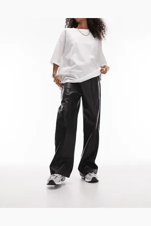 Topshop Faux leather jogger style straight leg trouser in