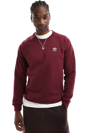 adidas Trefoil Essentials crew neck sweat in burgundy