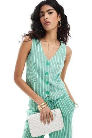 Stradivarius Linen look waistcoat in stripe