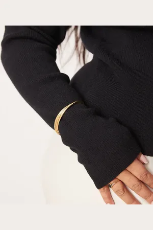 ASOS ASOS DESIGN Curve 14k plated cuff bracelet with twist detail