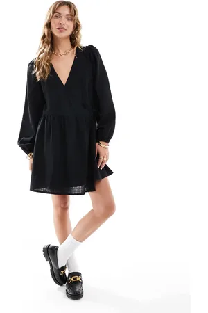 ASOS Smock dress with wrap front in black