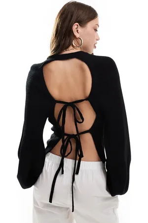 Miss Selfridge Double tie back open back jumper in