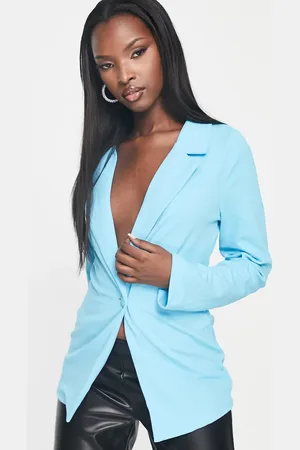 REBELLIOUS FASHION Tailored blazer in cyan co ord