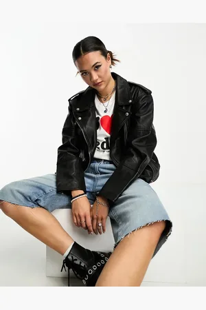 Urban Code Real leather oversized biker jacket in