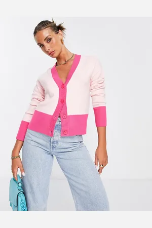 French Connection Contrasting pink and relaxed cardigan
