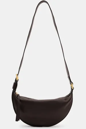 AllSaints Half Moon leather crossbody bag in chocolate