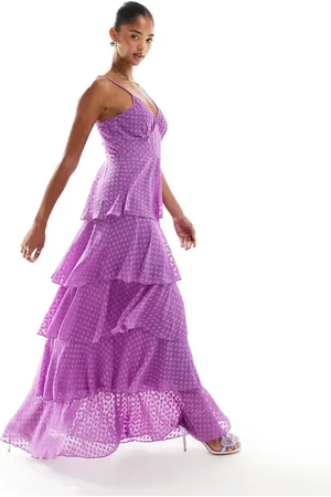 VILA Cami tiered maxi dress in dobby