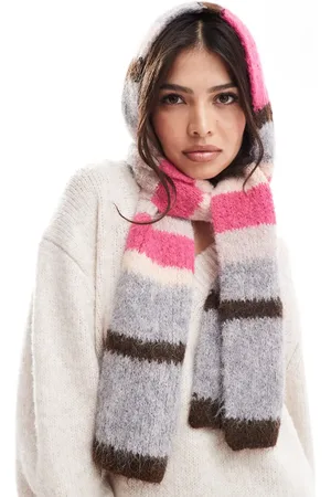ASOS Scarf with pink and grey stripe design