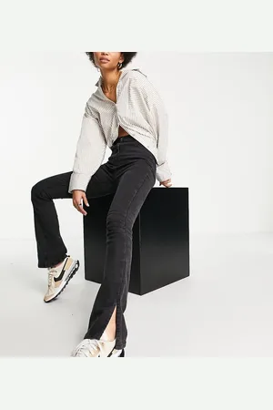 Parisian Side split flared jeans in charcoal