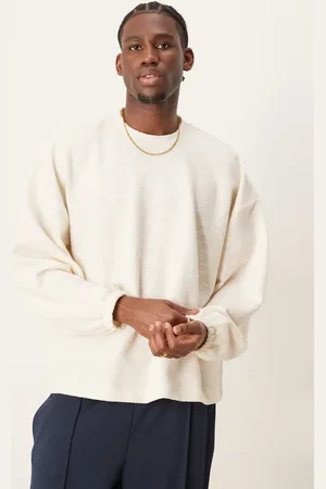 ASOS Extreme oversized long sleeve t-shirt in neppe texture in off