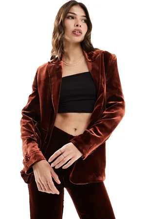 MANGO Velvet co-ord blazer in dark