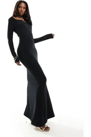 Fashionkilla Super soft notch front long sleeve maxi dress in