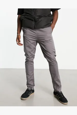 Le Breve Elasticated waist chino trousers in charcoal