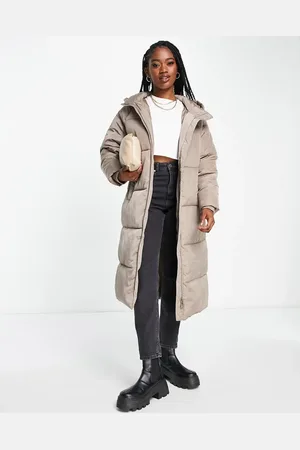 Urban Bliss Long hooded puffer coat in mink