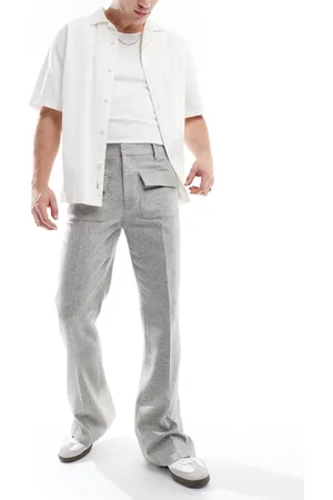 ASOS Smart flare wool mix trousers with front pockets in light