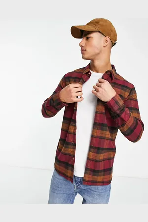 Le Breve Check shirt with pockets in burgundy